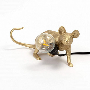 Настольная лампа Mouse Lamp Lyie Down Gold USB Seletti 15232 фото